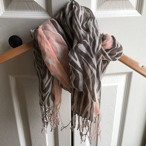 Ombre black and pink zebra print scarf.